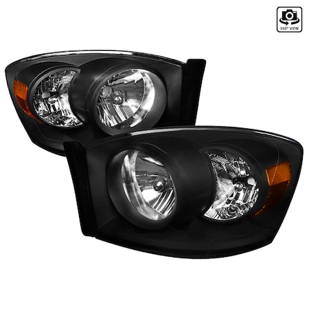 Spec-D Tuning 06-08 Dodge Ram Euro Headlight Black Housing 2LH-DGP06JM-RS